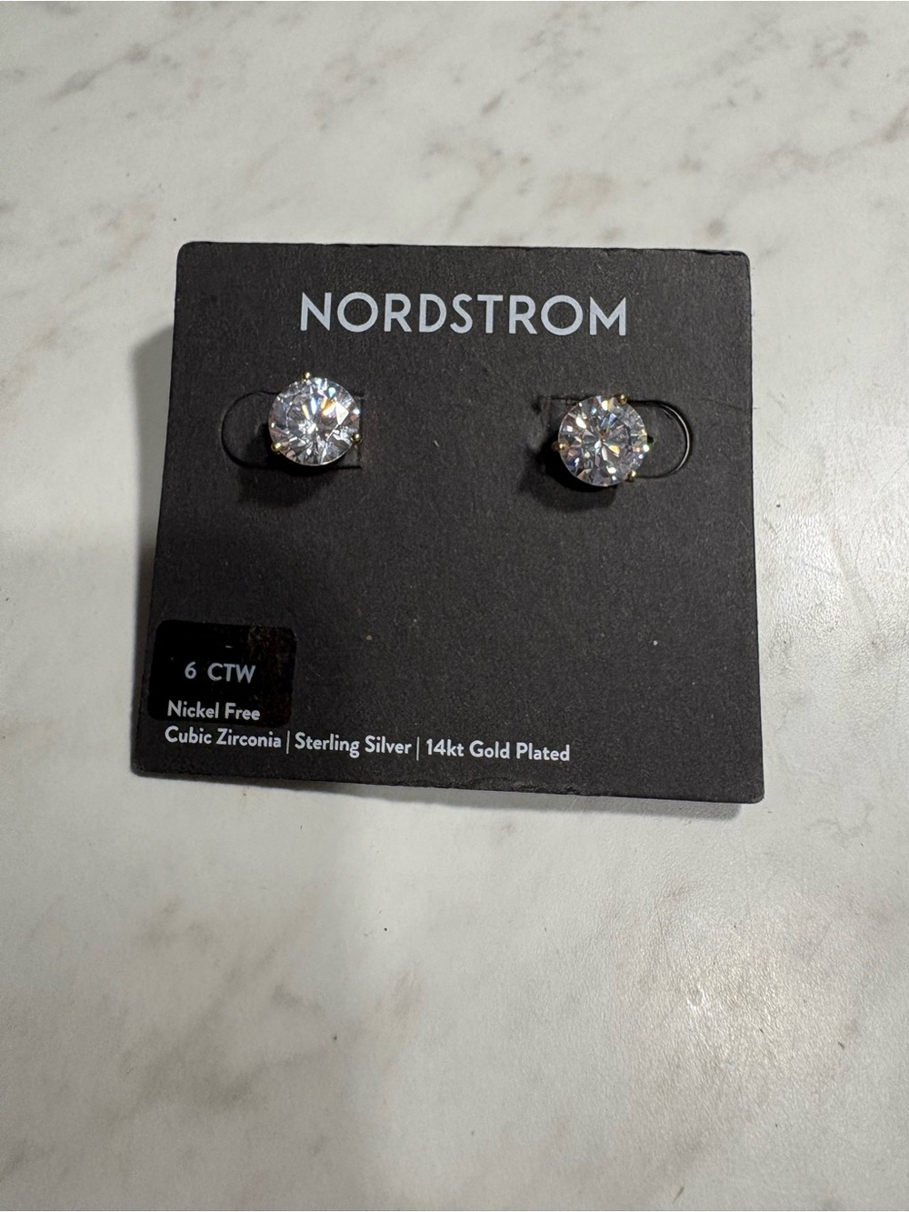 Nordstrom Gold-Plated Clear Stone Stud Earrings
